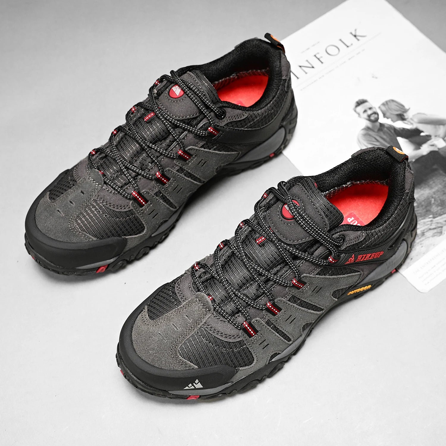 HIKEUP Men's Suede Leather Hiking Shoes – Outdoor Trekking